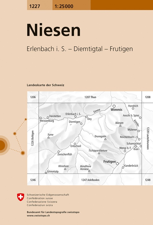 topografische wandelkaart CH-1227  Niesen [2018] 9783302012278  Bundesamt / Swisstopo LKS 1:25.000 Berner Oberland  Wandelkaarten Berner Oberland