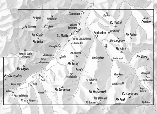 topografische wandelkaart CH-2521 St. Moritz/Bernina [2017]  (Zusammensetzung) 9783302025216  Bundesamt / Swisstopo LKS 1:25.000 Graubünden  Wandelkaarten Graubünden