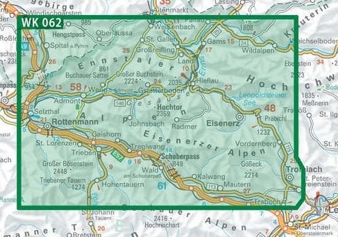 WK-062  Gesäuse-Ennstaler Alpen-Schoberpass wandelkaart 1:50.000 9783850848022  Freytag & Berndt WK 1:50.000  Wandelkaarten Salzburger Land & Stiermarken