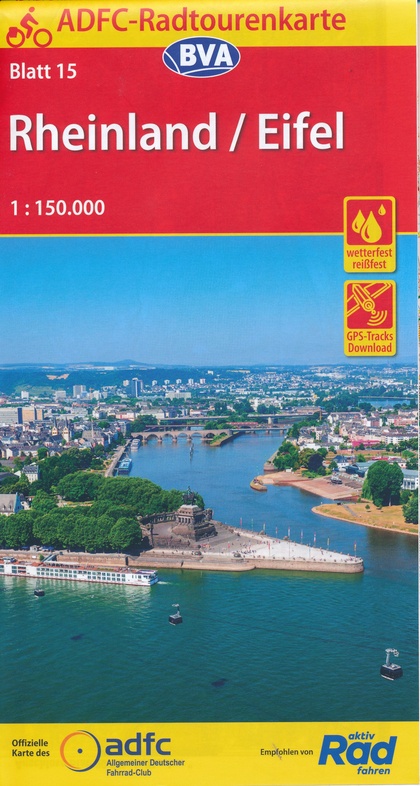 ADFC-15 Rheinland/Eifel | fietskaart 1:150.000 9783870739256  ADFC / BVA Radtourenkarten 1:150.000  Fietskaarten Eifel
