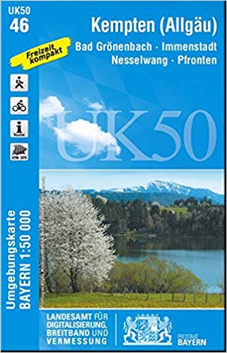 UK50-46  Kempten u.Umg. 9783899336429  LVA Bayern UmgebungsKarte 1:50.000  Wandelkaarten Beierse Alpen