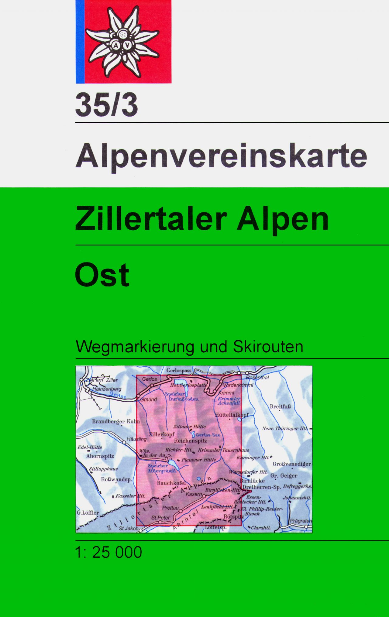 wandelkaart AV-35/3 Zillertaler Alpen/Ost [2018] Alpenverein 9783928777858  AlpenVerein Alpenvereinskarten  Wandelkaarten Tirol