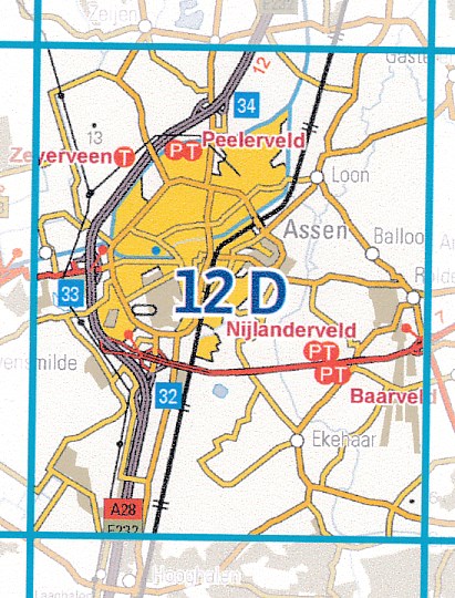 12D  Assen topografische wandelkaart 1:25.000 9789035001237  Kadaster / Geo-Informatie Top. kaarten Drenthe  Wandelkaarten Drenthe