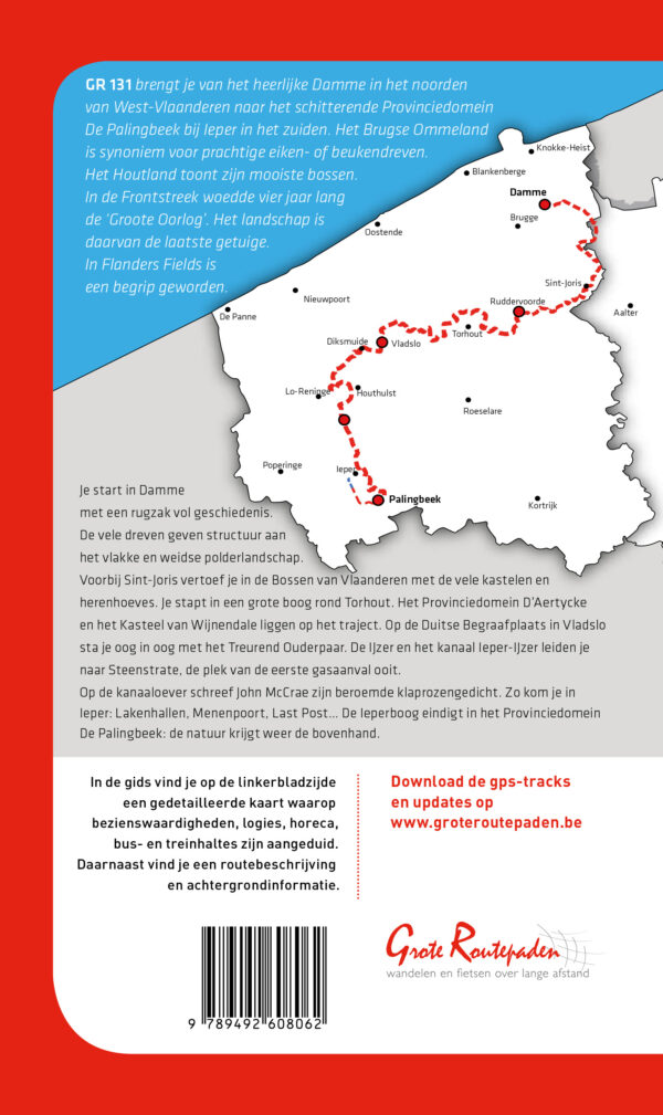 GR131 Brugse Ommeland - Ieperboog 9789492608062 Wilfried Calcoen Grote Routepaden Topogidsen  Wandelgidsen Gent, Brugge & westelijk Vlaanderen