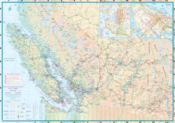 ITM British Columbia Southwest & Washington State | landkaart, autokaart 1:800.000 9781771290869  International Travel Maps   Landkaarten en wegenkaarten Vancouver en British Columbia, Washington, Oregon, Idaho, Wyoming, Montana