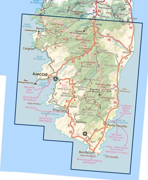 SV-176  Ajaccio/Bonifacio (Corse Sud) | omgevingskaart / fietskaart 1:100.000 9782758547808  IGN Série Verte 1:100.000  Fietskaarten, Landkaarten en wegenkaarten Corsica