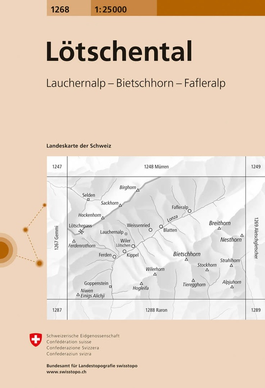 topografische wandelkaart CH-1268  Lötschental [2020] 9783302012681  Bundesamt / Swisstopo LKS 1:25.000 Wallis  Wandelkaarten Oberwallis