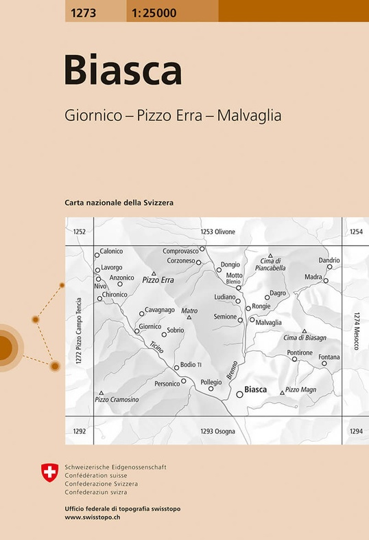 topografische wandelkaart CH-1273  Biasca [2014] 9783302012735  Bundesamt / Swisstopo LKS 1:25.000 Tessin  Wandelkaarten Tessin, Ticino