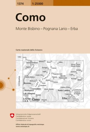 topografische wandelkaart CH-1374  Como [2017] * 9783302013749  Bundesamt / Swisstopo LKS 1:25.000 Tessin  Wandelkaarten Milaan, Lombardije, Italiaanse Meren, Tessin, Ticino