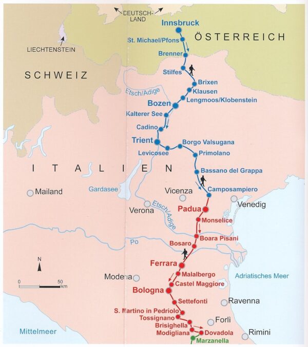 Der Pilgerweg nach Rom | wandelgids 9783702232580  Tyrolia   Lopen naar Rome, Meerdaagse wandelroutes, Wandelgidsen Europa, Italië