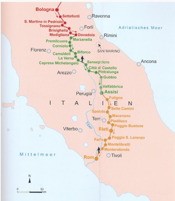 Der Pilgerweg nach Rom | wandelgids 9783702232580  Tyrolia   Lopen naar Rome, Meerdaagse wandelroutes, Wandelgidsen Europa, Italië