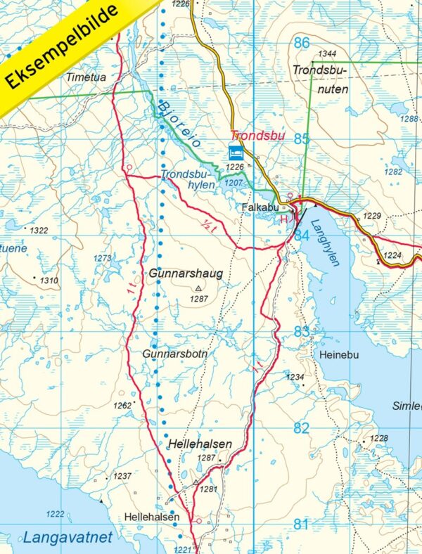 DNT-2727 Rauhelleren | topografische wandelkaart 1:50.000 7046660027271  Nordeca Turkart Norge 1:50.000  Wandelkaarten Zuid-Noorwegen