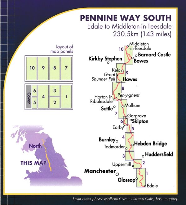 Pennine Way South | wandelkaart 1:40.000 9781851376162  Harvey Maps   Meerdaagse wandelroutes, Wandelkaarten Noordwest-Engeland
