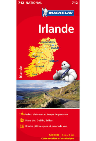 712 Ierland | Michelin  wegenkaart, autokaart 1:400.000 9782067170193  Michelin   Landkaarten en wegenkaarten Ierland