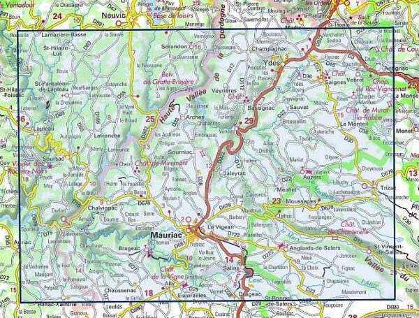 wandelkaart 2334-SB Mauriac, Ydes 1:25.000 9782758546245  IGN IGN 25 Auvergne  Wandelkaarten Auvergne