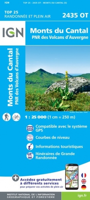 wandelkaart 2435OT Monts du Cantal 1:25.000 9782758546474  IGN IGN 25 Auvergne  Wandelkaarten Auvergne