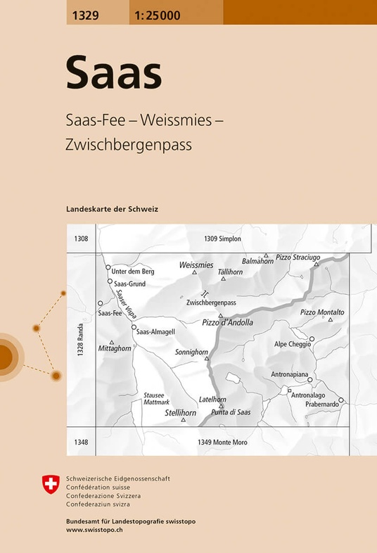 topografische wandelkaart CH-1329 Saas  [2017] 9783302013299  Bundesamt / Swisstopo LKS 1:25.000 Wallis  Wandelkaarten Oberwallis