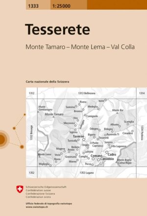 topografische wandelkaart CH-1333  Tesserete  [2022] 9783302013336  Bundesamt / Swisstopo LKS 1:25.000 Tessin  Wandelkaarten Tessin, Ticino