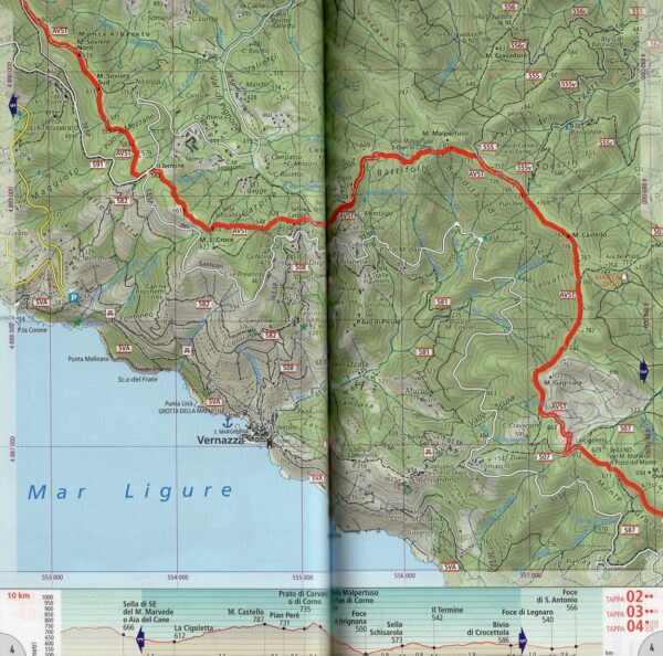 wandelkaart (atlasje) Cinque Terre | Alta Via delle Cinque Terre 9788869853210  National Geographic   Meerdaagse wandelroutes, Wandelgidsen, Wandelkaarten Genua, Cinque Terre (Ligurië)