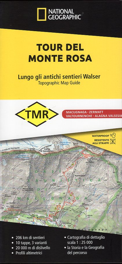 Tour del Monte Rosa | wandelatlas 1:25.000 9788869853319  National Geographic   Meerdaagse wandelroutes, Wandelkaarten Noord-Italië, Oberwallis