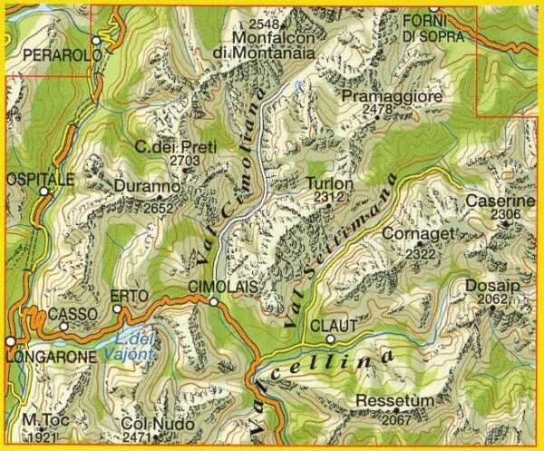 TAB-021  Dolomiti di Sinistra Piave | Tabacco wandelkaart 9788883150210  Tabacco Tabacco 1:25.000  Wandelkaarten Veneto, Friuli