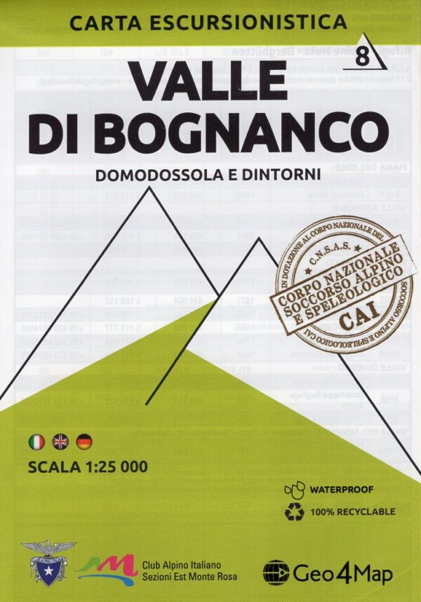 G4M-08 Valle di Bognanco | wandelkaart 1:25.000 9788899606060  Geo4Map   Wandelkaarten Turijn, Piemonte