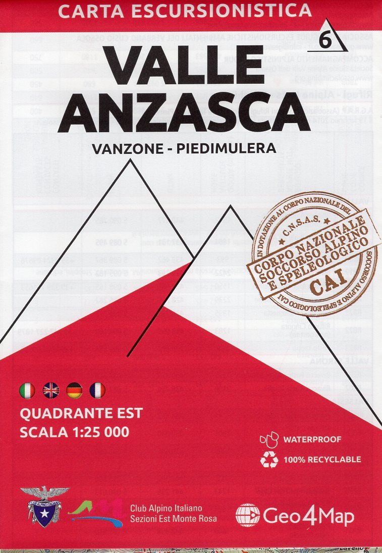 G4M-06 Valle Anzasca (oost) | wandelkaart 1:25.000 9788899606091  Geo4Map   Wandelkaarten Turijn, Piemonte