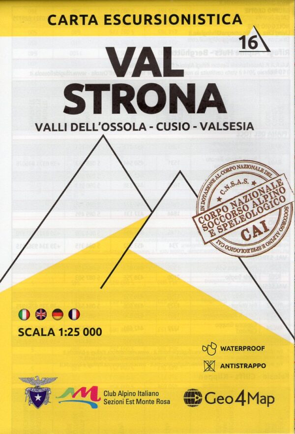 G4M-16 Val Strona | wandelkaart 1:25.000 9788899606176  Geo4Map   Wandelkaarten Turijn, Piemonte