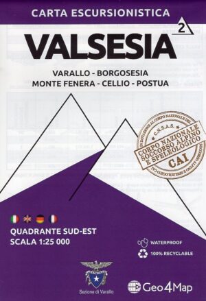 G4M-02 Valsesia (zuid-oost) | wandelkaart 1:25.000 9788899606329  Geo4Map   Wandelkaarten Turijn, Piemonte