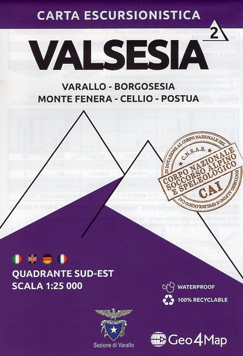 G4M-02 Valsesia (zuid-oost) | wandelkaart 1:25.000 9788899606329  Geo4Map   Wandelkaarten Turijn, Piemonte