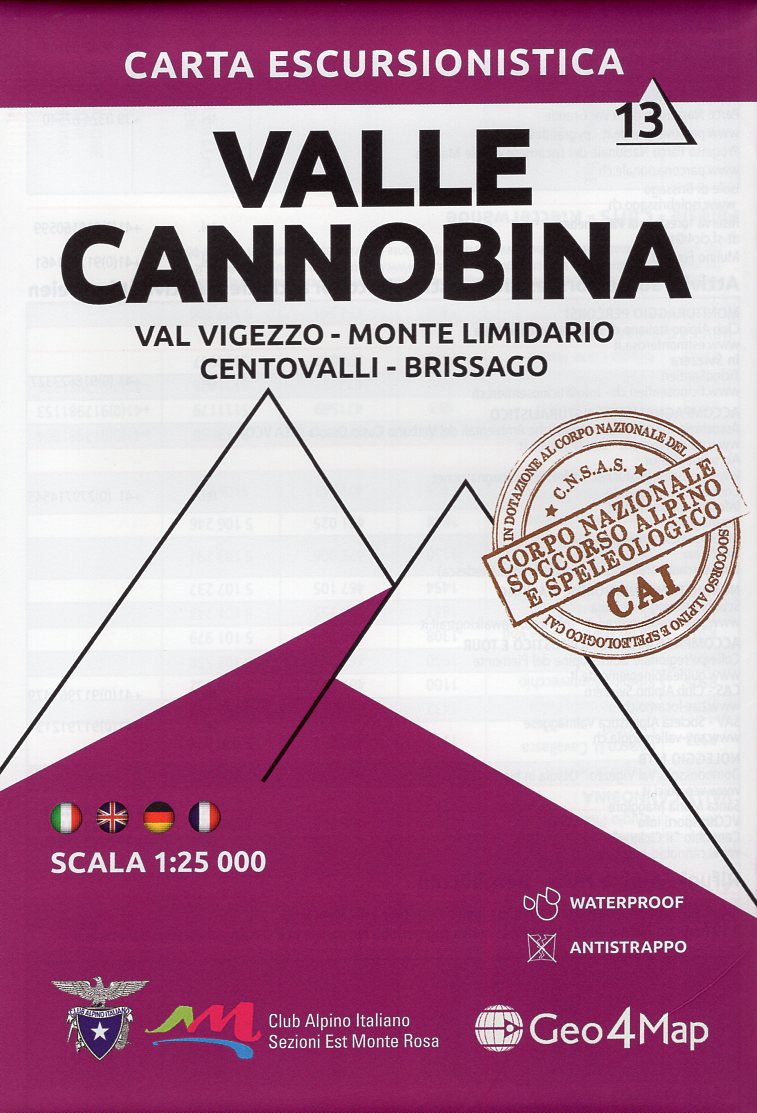 G4M-13 Valle Cannobina | wandelkaart 1:25.000 9788899606336  Geo4Map   Wandelkaarten Turijn, Piemonte