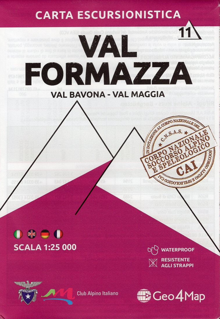 G4M-11 Val Formazza | wandelkaart 1:25.000 9788899606411  Geo4Map   Wandelkaarten Turijn, Piemonte