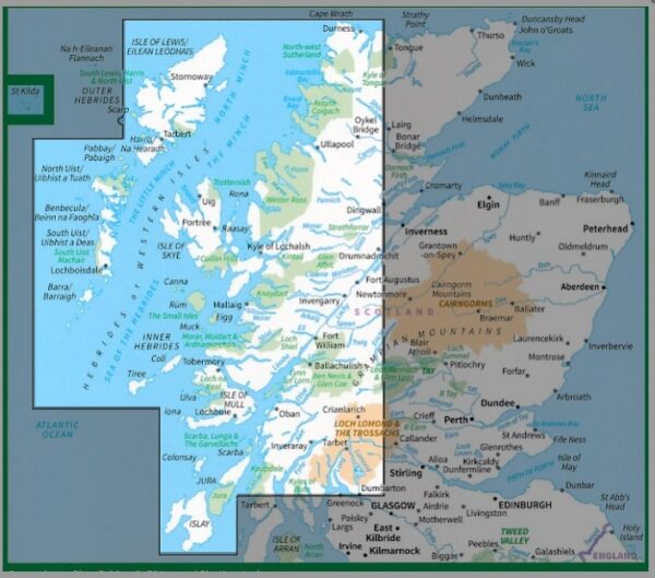 RM-2 Western Scotland, wegenkaart West-Schotland 9780319263747  Ordnance Survey Road Map 1:250.000  Landkaarten en wegenkaarten de Schotse Hooglanden (ten noorden van Glasgow / Edinburgh), Skye & the Western Isles