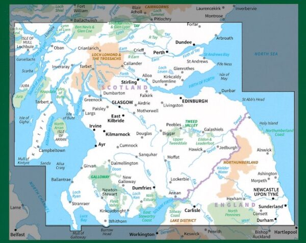 RM-3  Southern Scotland, wegenkaart Zuid-Schotland 9780319263754  Ordnance Survey Road Map 1:250.000  Landkaarten en wegenkaarten de Schotse Hooglanden (ten noorden van Glasgow / Edinburgh), Zuid-Schotland