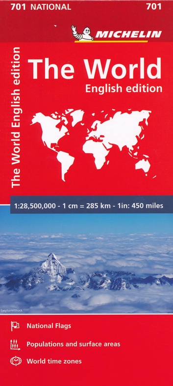 701  Wereld 1: 28,5 miljoen 9782067170360  Michelin Gevouwen wereldkaart  Landkaarten en wegenkaarten Wereld als geheel