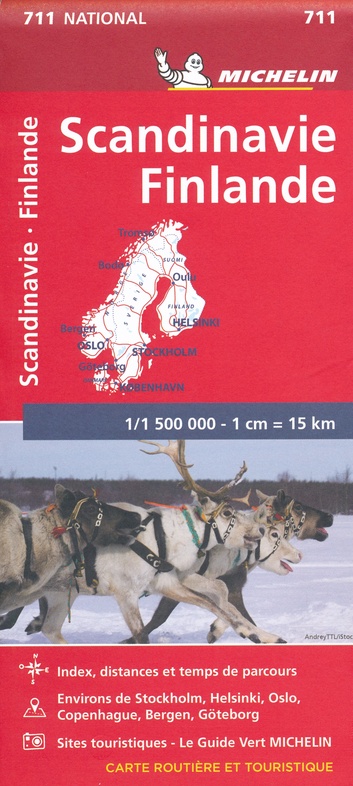 Michelin wegenkaart 711 Scandinavië 1:1,5m 9782067170476  Michelin   Landkaarten en wegenkaarten Scandinavië (& Noordpool)