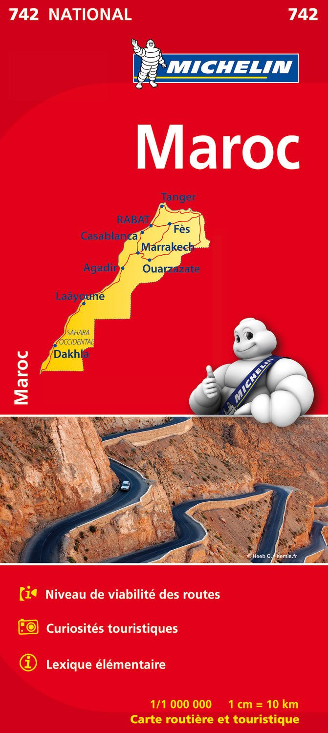 Michelin wegenkaart 742 Marokko 1:1.000.000 9782067202849  Michelin   Landkaarten en wegenkaarten Marokko
