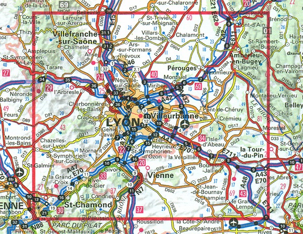 Lyon en omgeving 1:80.000 9782758534921  IGN   Landkaarten en wegenkaarten, Stadsplattegronden Lyon en omgeving