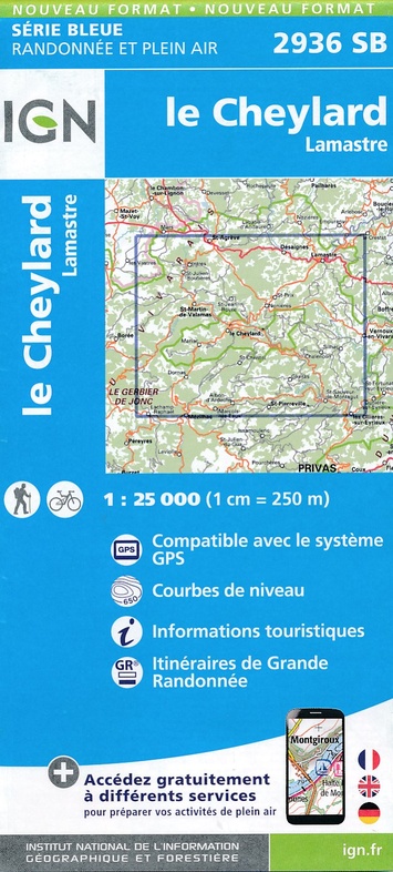 wandelkaart 2936-SB Le Cheylard, Lamastre 1:25.000 9782758539100  IGN IGN 25 Ardèche / Drôme  Wandelkaarten Ardèche, Drôme