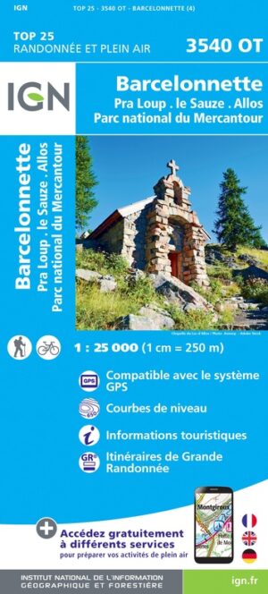 wandelkaart 3540OT Barcelonnette 1:25.000 9782758543305  IGN IGN 25 Franse Alpen/ zuidhelft  Wandelkaarten Mercantour, Alpes-Maritimes