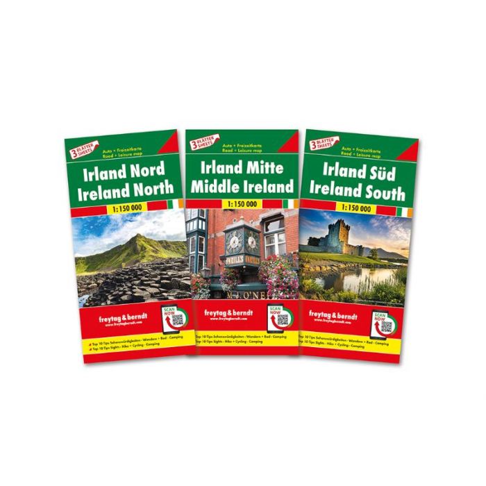Ierland (set van 3 kaarten) | autokaart, wegenkaart 1:150.000 9783707918007  Freytag & Berndt   Fietskaarten, Landkaarten en wegenkaarten Ierland