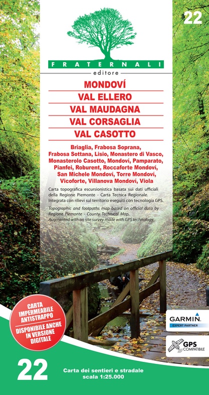 FRA-22 Mondovì - Valle Ellero - Val Maudagna - Val Corsaglia | wandelkaart 1:25.000 9788897465287  Fraternali Editore Fraternali 1:25.000  Wandelkaarten Turijn, Piemonte