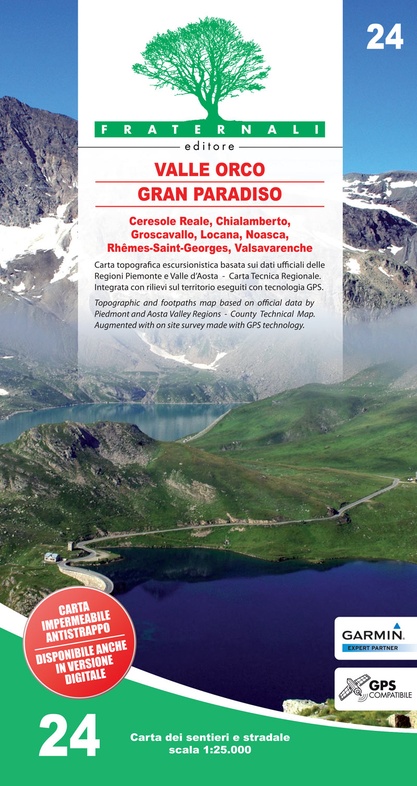 FRA-24 Alta Valle Orco - Gran Paradiso | wandelkaart 1:25.000 9788897465355  Fraternali Editore Fraternali 1:25.000  Wandelkaarten Aosta, Gran Paradiso, Turijn, Piemonte