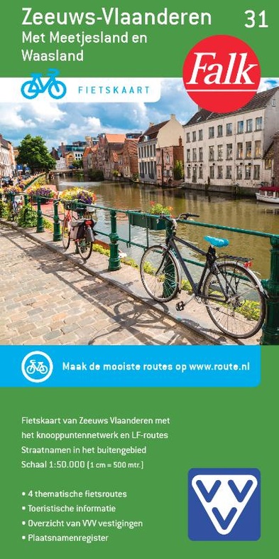 FFK-31 Zeeuws-Vlaanderen | VVV fietskaart 1:50.000 9789028700413  Falk Fietskaarten met Knooppunten  Fietskaarten Gent, Brugge & westelijk Vlaanderen, Zeeland
