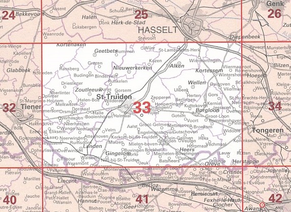 NGI-33  Sint Truiden (topografische kaart 1:50.000) 9789462353244  NGI Belgie 1:50.000  Wandelkaarten Antwerpen & oostelijk Vlaanderen