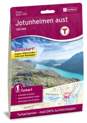 DNT-2503  Jotunheimen Aust | topografische wandelkaart 1:50.000 7046660025031  Nordeca Turkart Norge 1:50.000  Wandelkaarten Midden-Noorwegen