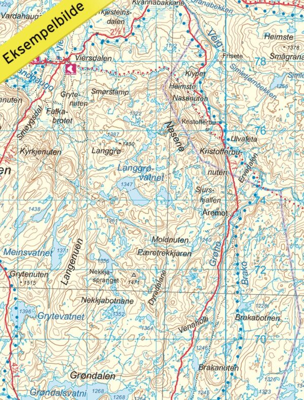 DNT-2556  Hardangervidda Ost wandelkaart 1:100.000 7046660025567  Nordeca Turkart Norge 1:100.000  Wandelkaarten Zuid-Noorwegen