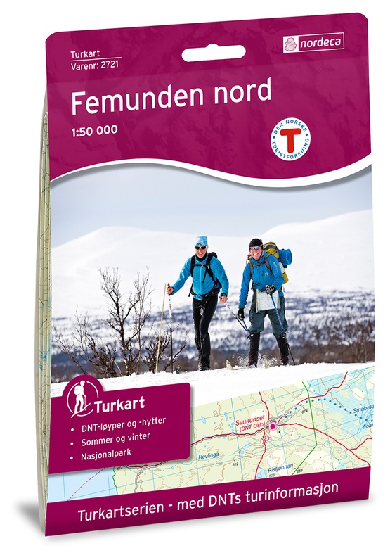 DNT-2721  Femunden Nord | topografische wandelkaart 1:50.000 7046660027219  Nordeca Turkart Norge 1:50.000  Wandelkaarten Midden-Noorwegen
