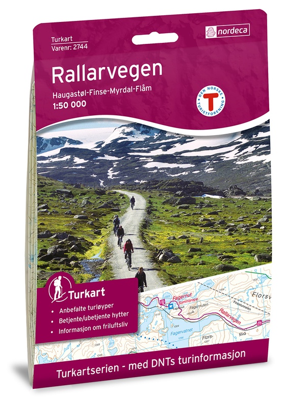 DNT-2744  Rallarvegen | topografische wandelkaart 1:50.000 7046660027448  Nordeca Turkart Norge 1:50.000  Fietskaarten, Wandelkaarten Zuid-Noorwegen