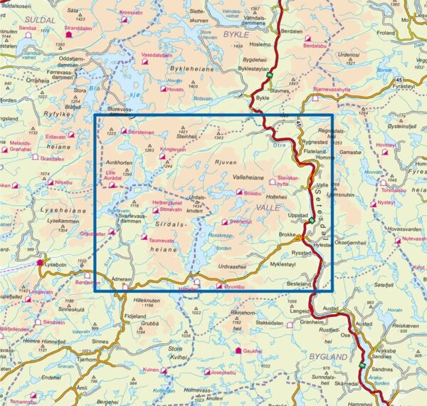 DNT-2796 Setesdal Vesthei Nord | topografische wandelkaart 1:50.000 7046660027967  Nordeca Turkart Norge 1:50.000  Wandelkaarten Zuid-Noorwegen